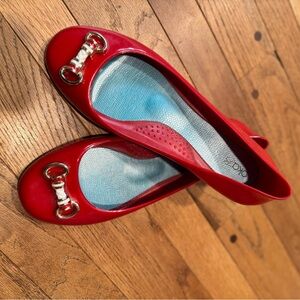 Oka-B Red Ballet Flats – Equestrian Bit Detail, Slip-On Comfort Shoes